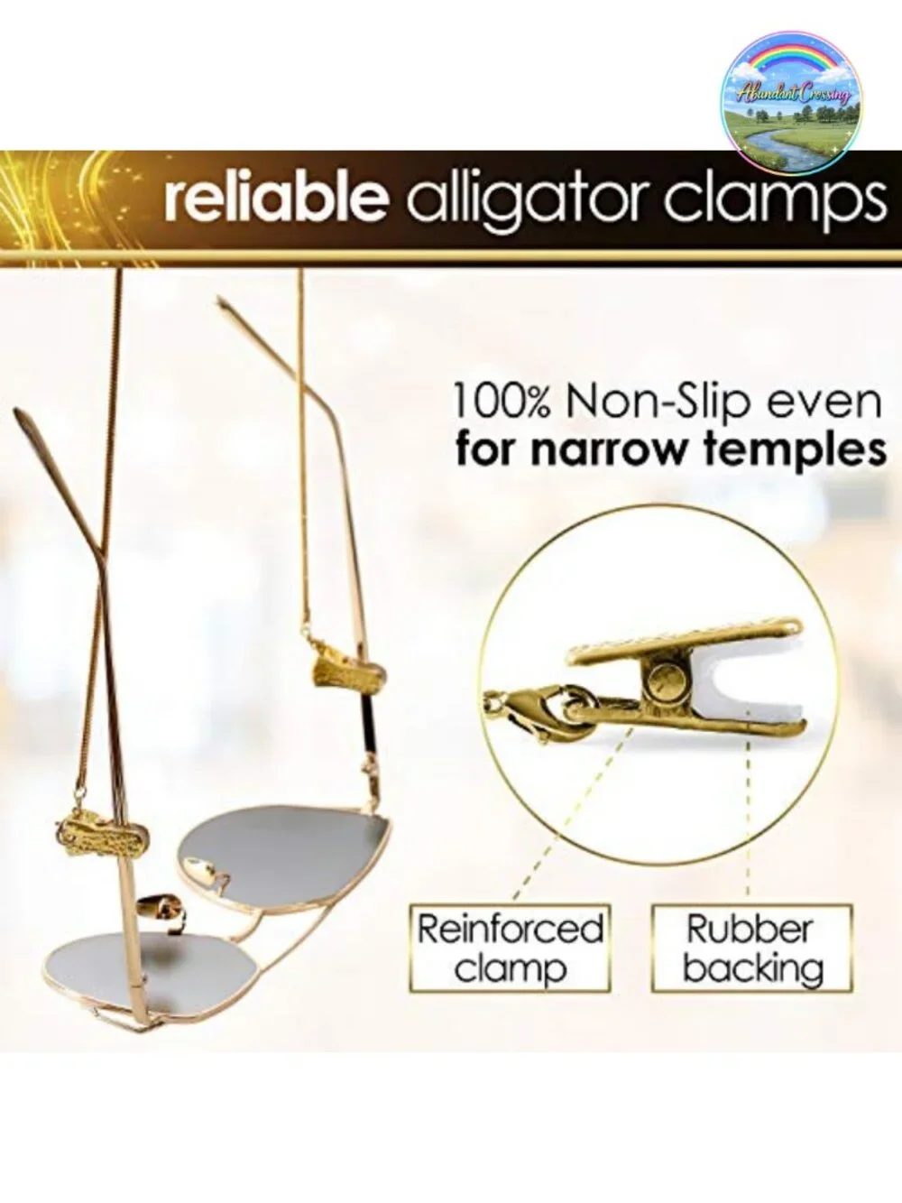 Stainless Steel Eyeglass Chain with Non-Slip Alligator Clamps